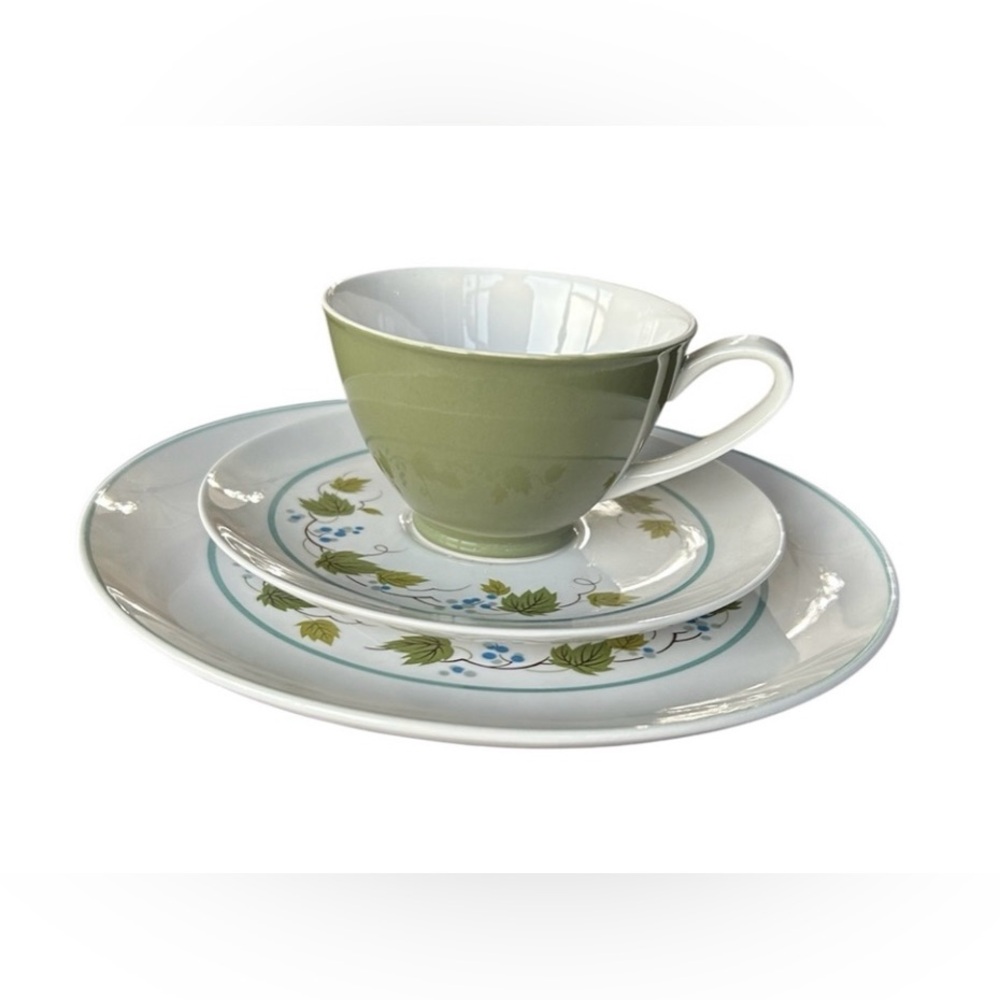 Kokura Ware Japan Iron Stone Olive Green Coffee Tea Cups Set Of 8